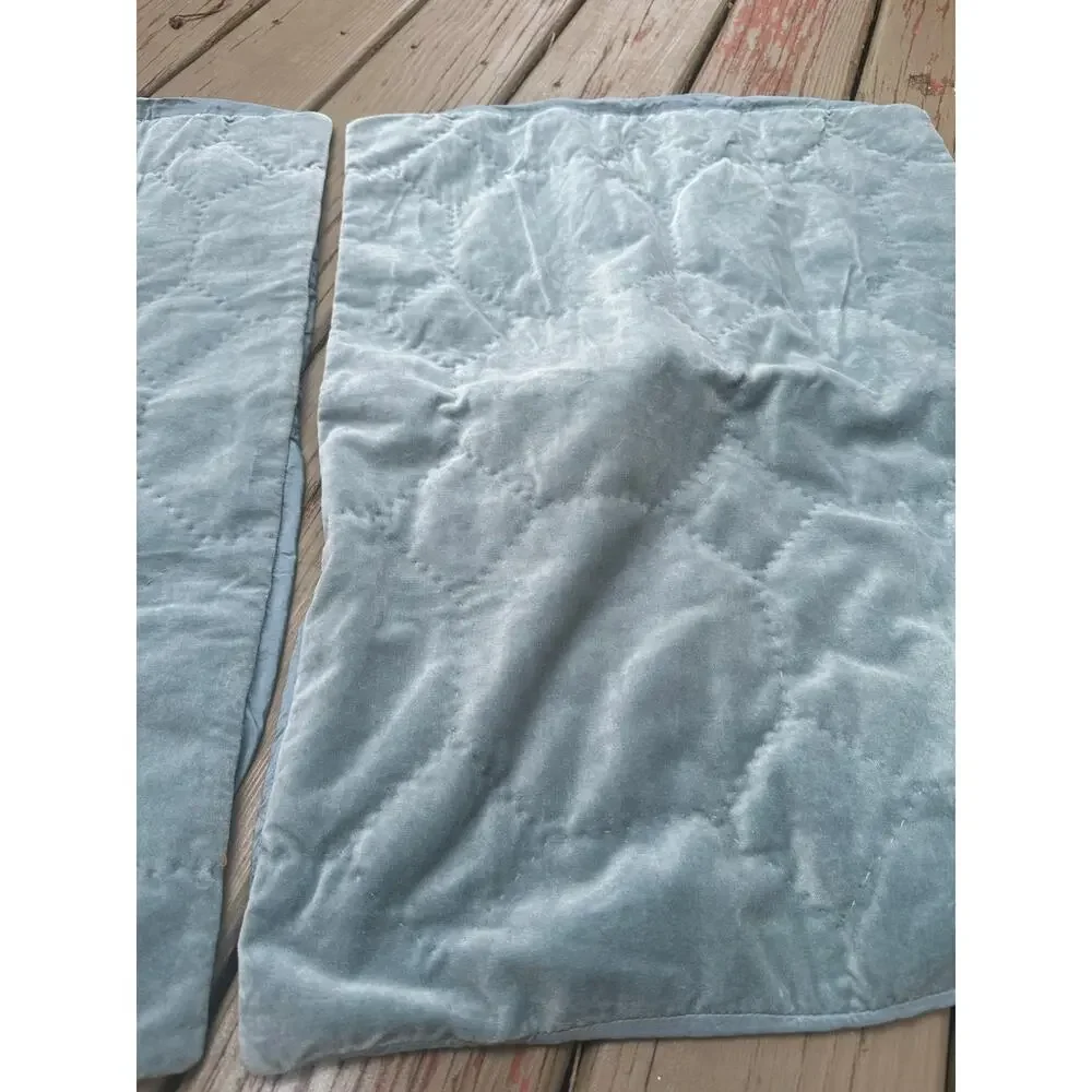 2 West elm tufted pillow shams set pair silk cotton teal standard aqua